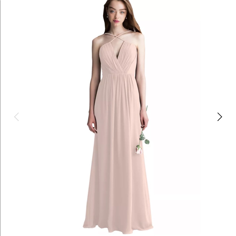 BILL LEVKOFF Petal Pink Chiffon V-neck A-line perfect condition dry cleaned